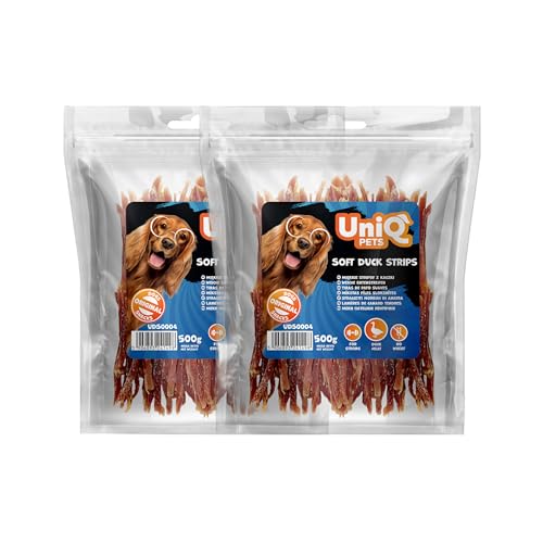 UNIQ PETS Hundeleckerli 2x500g Entenbrust Streifen Hund weizenfrei weich fettarm Snack für Hunde kleine große Rassen Hundesnack Entenstreifen Trainingssnacks UNIQ PETS Hundeleckerli 2x500g Entenbrust Streifen Hund weizenfrei weich fettarm Snack für Hunde kleine große Rassen Hundesnack Entenstreifen Trainingssnacks von UniQ PETS