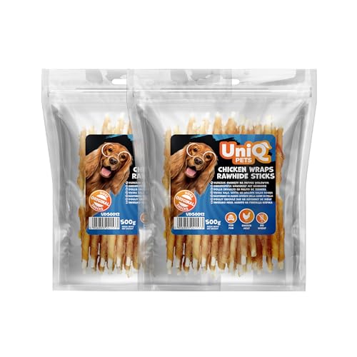 UNIQ Pets Hunde Kaustangen mit Hähnchenfleisch 2x500g – Kauknochen für kleine & mittlere Hunde I Leckerli Snack glutenfrei I Hundesnack zur Zahnpflege I Kaurolle hart & proteinreich UNIQ Pets Hunde Kaustangen mit Hähnchenfleisch 2x500g – Kauknochen für kleine & mittlere Hunde I Leckerli Snack glutenfrei I Hundesnack zur Zahnpflege I Kaurolle hart & proteinreich von UniQ PETS