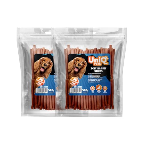 UNIQ Pets Hundeleckerli Kaninchen 2x500g weiche Sticks für Hunde Aller Größen glutenefrei fettarm ideal als Snack oder Training Hundesnack für Welpen und Erwachsene UNIQ Pets Hundeleckerli Kaninchen 2x500g weiche Sticks für Hunde Aller Größen glutenefrei fettarm ideal als Snack oder Training Hundesnack für Welpen und Erwachsene von UniQ PETS