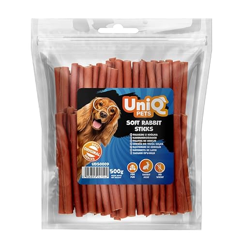 UNIQ Pets Hundeleckerli Kaninchen 500g weiche Sticks für Hunde Aller Größen glutenefrei fettarm ideal als Snack oder Training Hundesnack für Welpen und Erwachsene UNIQ Pets Hundeleckerli Kaninchen 500g weiche Sticks für Hunde Aller Größen glutenefrei fettarm ideal als Snack oder Training Hundesnack für Welpen und Erwachsene von UniQ PETS