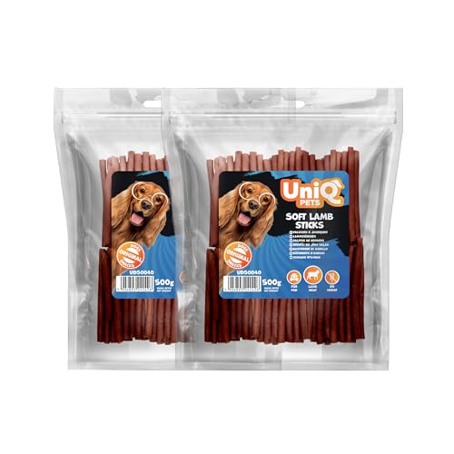 UNIQ Pets Hundeleckerli Lamm Soft Sticks 2x500 g Glutenfrei hypoallergen Hundesnack Trainingsleckerli für Welpen kleine & große Hunde, 70% Fleisch Natural Dog Treats von UniQ PETS