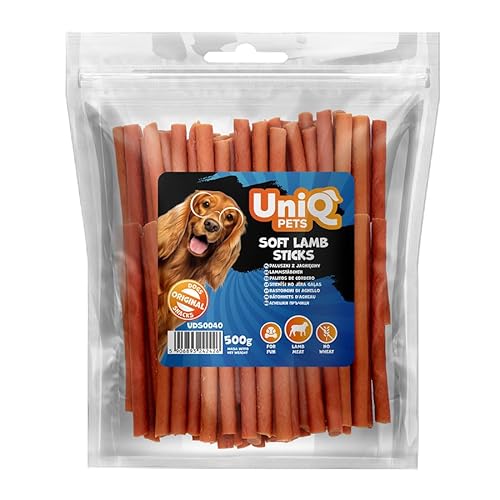 UNIQ Pets Hundeleckerli Lamm Soft Sticks 500 g Glutenfrei hypoallergen Hundesnack Trainingsleckerli für Welpen kleine & große Hunde, 70% Fleisch Natural Dog Treats von UniQ PETS
