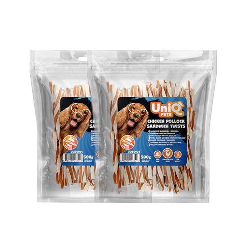 UniQ Pets Hundeleckerli Hähnchenbrust & Kabeljau 2X 500 g glutenfrei weiche fettarme Trainingssnacks für kleine und große Hunde von UniQ PETS