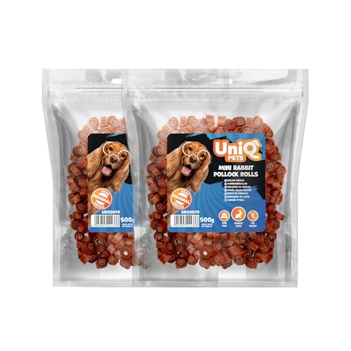 UniQ Pets Hundeleckerli Kaninchen weiche Kaustangen glutenefrei kalorienarme Snacks für kleine und große Hunde Trainingssnack 2x500 g von UniQ PETS