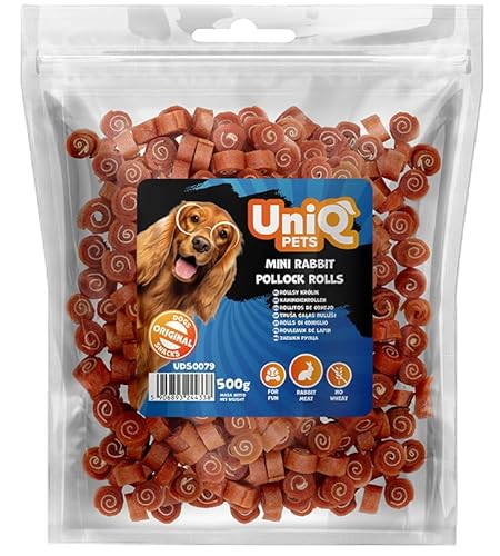 UniQ Pets Hundeleckerli Kaninchen weiche Kaustangen glutenefrei kalorienarme Snacks für kleine und große Hunde Trainingssnack 500 g von UniQ PETS