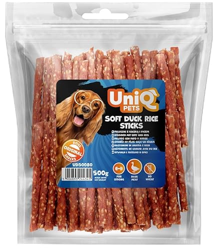 UniQ Pets Hundeleckerli Softsticks Ente und Reis weiche hundeleckerli für große und kleine Hunde glutenfrei fettarme kaustangen Snack für Hunde 500 g von UniQ PETS
