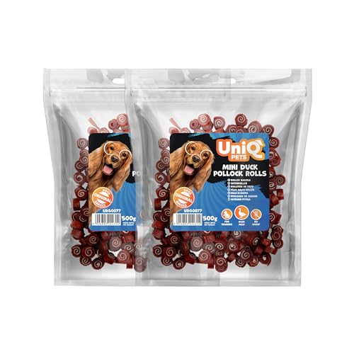 UniQ Pets Hundeleckerli glutenfrei mit Ente weiche 2x500g Hundesnacks für kleine Hunde große Welpen Trainingsleckerli kalorienarme Leckerli Hund Leckerlis Kaustangen von UniQ PETS