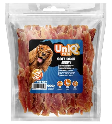 UniQ Pets Hundeleckerli weiche Entenbrustfilet Streifen glutenfrei für große Hunde 500 g von UniQ PETS