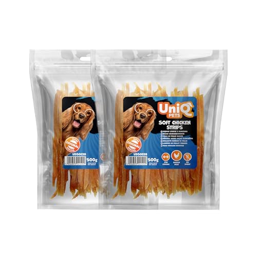UniQ Pets Hundesnack Hähnchenbrust weich 2x500 g I getrocknetes Fleisch für Hunde Aller Größen I leckerer Hundeleckerli aus Hähnchenbrustfilet i kaustangen I ohne Zusatzstoffe von UniQ PETS