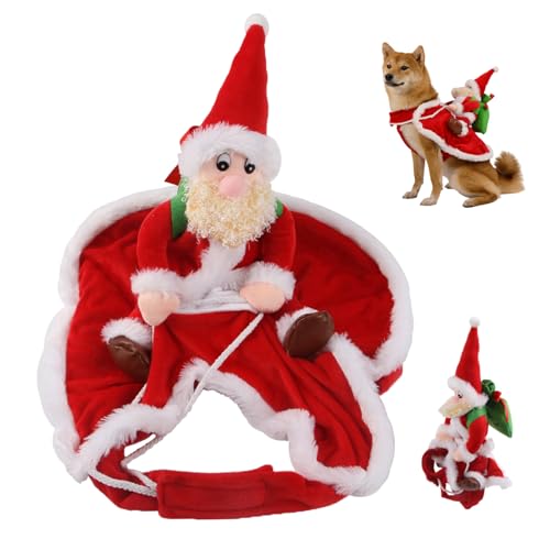 Hunde Weihnachts -Outfit, S Santa Claus Riding Haustierkostüm, Weihnachtshundekleidung, Weihnachtsmann -Santa Claus -Reiten auf Haustier -Weihnachtskostüm, Weihnachtsfeiertags -Haustier -Outfit, Hund von Unicoco