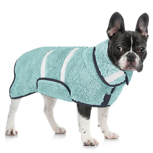 Hunde-Bademantel, super saugfähig, zum Trocknen von Hunden, groß, schnell trocknend, Welpenmäntel nach dem Baden, weiches Welpentuch, verstellbar, Trockenmantel, um warm zu halten (S-XXL) von Unicorn Catcher