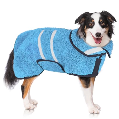 Hunde-Bademantel, super saugfähig, zum Trocknen von Hunden, groß, schnell trocknend, Welpenmäntel nach dem Baden, weiches Welpentuch, verstellbar, Trockenmantel, um warm zu halten (S-XXL) von Unicorn Catcher