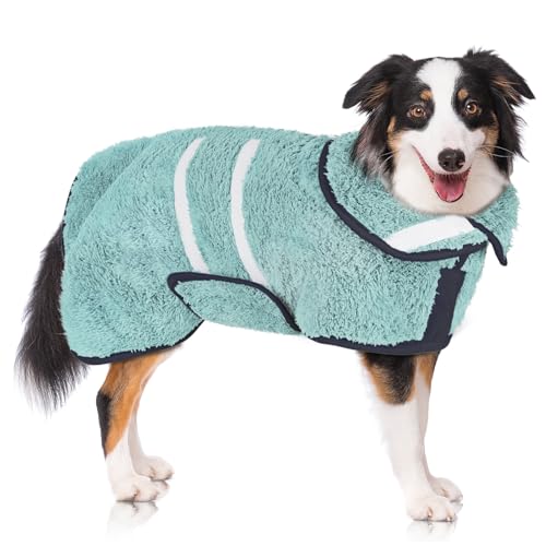 Hunde-Bademantel, super saugfähig, zum Trocknen von Hunden, groß, schnell trocknend, Welpenmäntel nach dem Baden, weiches Welpentuch, verstellbar, Trockenmantel, um warm zu halten (S-XXL) von Unicorn Catcher