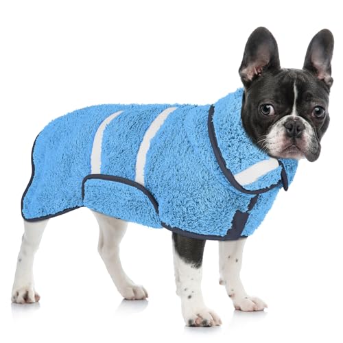 Hunde-Bademantel, super saugfähig, zum Trocknen von Hunden, groß, schnell trocknend, Welpenmäntel nach dem Baden, weiches Welpentuch, verstellbar, Trockenmantel, um warm zu halten (S-XXL) von Unicorn Catcher