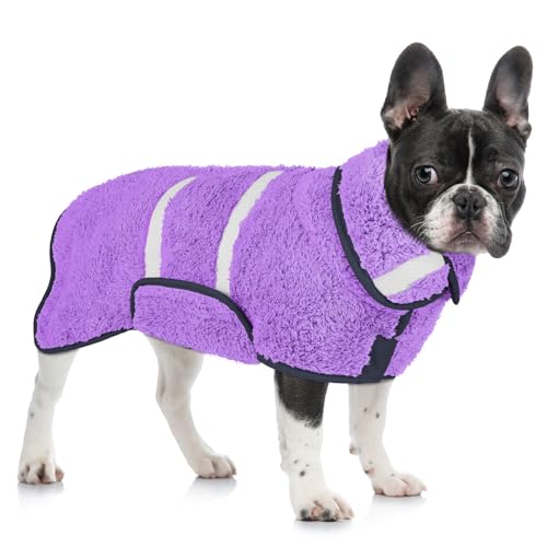 Hunde-Bademantel, super saugfähig, zum Trocknen von Hunden, groß, schnell trocknend, Welpenmäntel nach dem Baden, weiches Welpentuch, verstellbar, Trockenmantel, um warm zu halten (S-XXL) von Unicorn Catcher