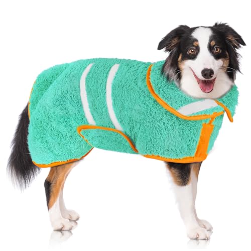 Hunde-Bademantel, super saugfähig, zum Trocknen von Hunden, groß, schnell trocknend, Welpenmäntel nach dem Baden, weiches Welpentuch, verstellbar, Trockenmantel, um warm zu halten (S-XXL) von Unicorn Catcher