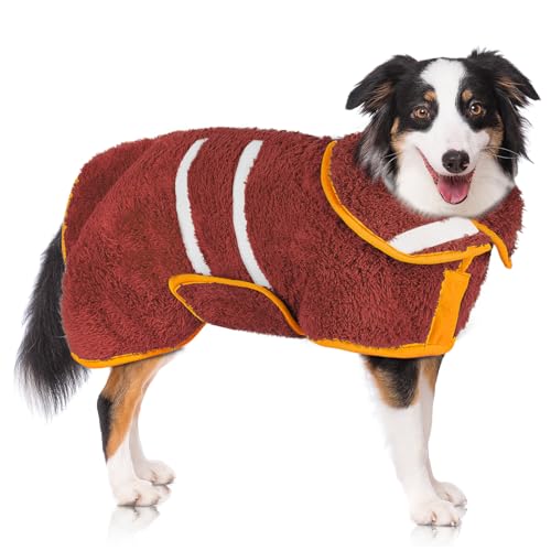 Hunde-Bademantel, super saugfähig, zum Trocknen von Hunden, groß, schnell trocknend, Welpenmäntel nach dem Baden, weiches Welpentuch, verstellbar, Trockenmantel, um warm zu halten (S-XXL) von Unicorn Catcher