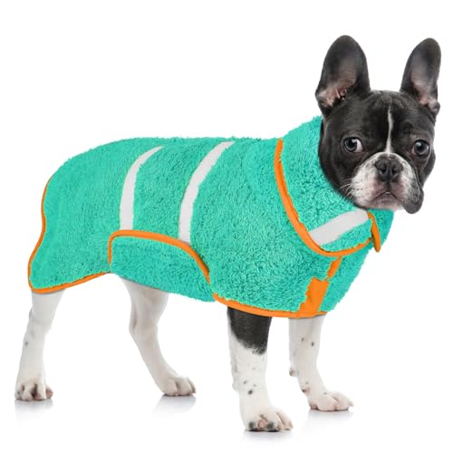 Hunde-Bademantel, super saugfähig, zum Trocknen von Hunden, groß, schnell trocknend, Welpenmäntel nach dem Baden, weiches Welpentuch, verstellbar, Trockenmantel, um warm zu halten (S-XXL) von Unicorn Catcher