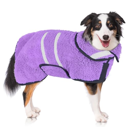 Hunde-Bademantel, super saugfähig, zum Trocknen von Hunden, groß, schnell trocknend, Welpenmäntel nach dem Baden, weiches Welpentuch, verstellbar, Trockenmantel, um warm zu halten (S-XXL) von Unicorn Catcher