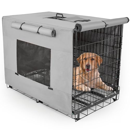 Hundekäfig-Abdeckung, 106,7 cm, verdickte Hundehüttenabdeckung, winddicht, Welpen-Käfigabdeckung mit Netzfenstern auf beiden Seiten, tragbare Kistenabdeckungen für Hundekäfige, geeignet für den Innen Hundekäfig-Abdeckung, 106,7 cm, verdickte Hundehüttenabdeckung, winddicht, Welpen-Käfigabdeckung mit Netzfenstern auf beiden Seiten, tragbare Kistenabdeckungen für Hundekäfige, geeignet für den Innen von Unicorn Catcher