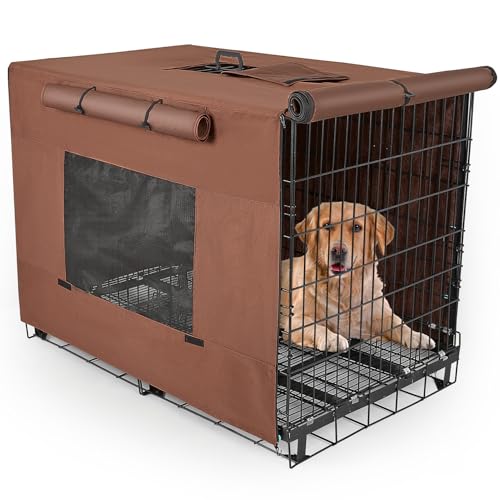 Hundekäfig-Abdeckung, 121,9 cm, verdickte Hundehüttenabdeckung, winddicht, Welpen-Käfigabdeckung mit Netzfenstern auf beiden Seiten, tragbare Kistenabdeckungen für Hundekäfige, geeignet für den Innen Hundekäfig-Abdeckung, 121,9 cm, verdickte Hundehüttenabdeckung, winddicht, Welpen-Käfigabdeckung mit Netzfenstern auf beiden Seiten, tragbare Kistenabdeckungen für Hundekäfige, geeignet für den Innen von Unicorn Catcher