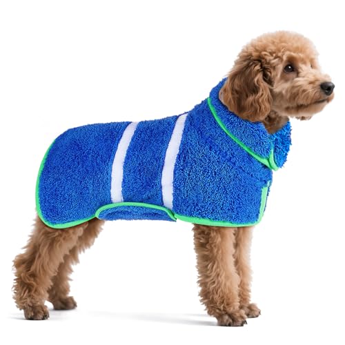 Super saugfähige Hunde-Bademantel-Handtücher, groß, weich, nach dem Baden, verstellbarer Mantel, um den Hund warm zu halten (S-XXL) von Unicorn Catcher