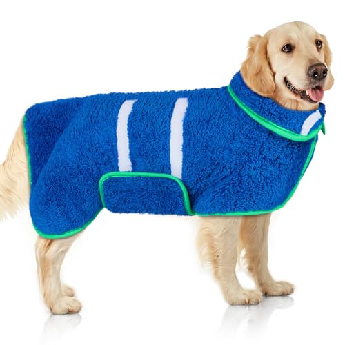 Super saugfähiger Hunde-Bademantel für große Hunde – schnell trocknender Bademantel nach dem Baden, weicher und verstellbarer Mantel, um warm zu halten (S-XXL) von Unicorn Catcher