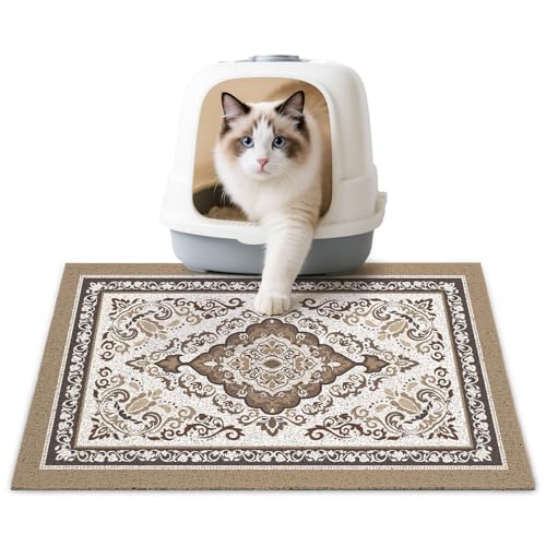 Unicorn Catcher Katzentoilettenmatte, 61 x 38,1 cm, rutschfeste Katzentoilettenmatte, waschbare Katzentoilettenfangmatte für Katzentoilette, Innenfutter, Essentials, Braun von Unicorn Catcher