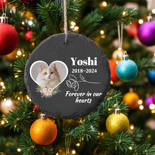 Uniqora Personalisierte Hund Gedenkgeschenke Custom Pet Plaques Trauergeschenke für Verlust mit Foto & Name Schiefer, Haustier Grab Geschenk mit Standfuß für Indoor & Outdoor Verwendung (Style 3) von Uniqora