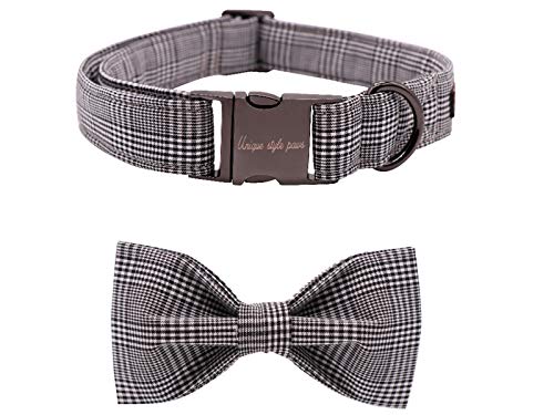 Unique style paws Hundehalsband mit Fliege, Grey, XL, Nylon, Schnalle, Dauerhaft und strapazierfähig, für Hunde von Unique style paws