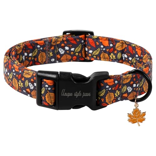 Unique Style Paws Hundehalsband aus Baumwolle, mit verstellbarer Schnalle, niedliches Blättermuster, Welpenhalsband, ausgefallenes Welpenzubehör, geeignet für kleine, mittelgroße und große Hunde Unique Style Paws Hundehalsband aus Baumwolle, mit verstellbarer Schnalle, niedliches Blättermuster, Welpenhalsband, ausgefallenes Welpenzubehör, geeignet für kleine, mittelgroße und große Hunde von Unique style paws