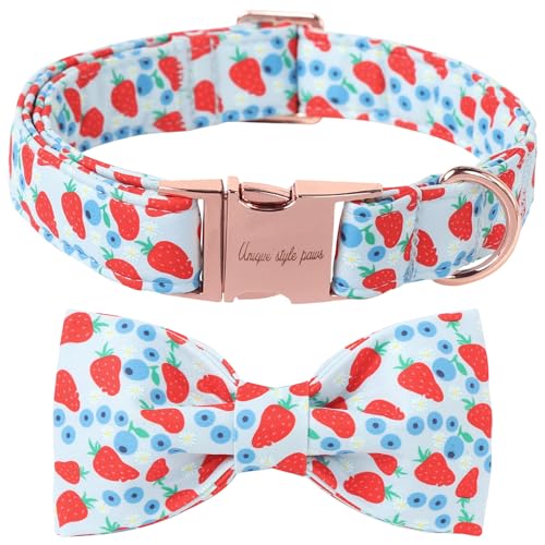 Unique Style Paws Hundehalsband mit Schleife, blaues Erdbeer-Hundehalsband, schönes Halloween-Welpengeschenk, passend für kleine, mittelgroße und große Jungen und Mädchen Unique Style Paws Hundehalsband mit Schleife, blaues Erdbeer-Hundehalsband, schönes Halloween-Welpengeschenk, passend für kleine, mittelgroße und große Jungen und Mädchen von Unique style paws