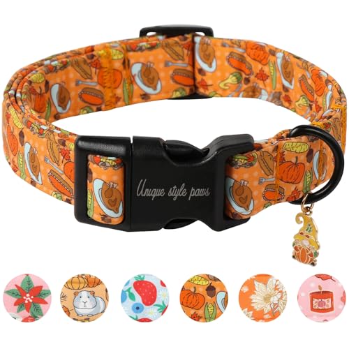 Unique Style Paws Hundehalsband mit Türkei, Kürbis, Hühneraugen, Blättern, zartes Haustiergeschenk für Halloween, geeignet für kleine, mittelgroße und große Jungen und Mädchen Unique Style Paws Hundehalsband mit Türkei, Kürbis, Hühneraugen, Blättern, zartes Haustiergeschenk für Halloween, geeignet für kleine, mittelgroße und große Jungen und Mädchen von Unique style paws