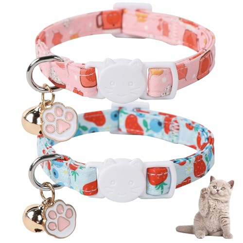 Unique Style Paws Kätzchen-Halsband, niedliches Katzenhalsband mit Glöckchen, Kätzchen-Halsband, Schnalle mit Erdbeere, Kürbismuster, verstellbares Halloween-Katzenhalsband, ideales Geschenk für Unique Style Paws Kätzchen-Halsband, niedliches Katzenhalsband mit Glöckchen, Kätzchen-Halsband, Schnalle mit Erdbeere, Kürbismuster, verstellbares Halloween-Katzenhalsband, ideales Geschenk für von Unique style paws