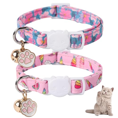 Unique Style Paws Katzenhalsband, mit Glöckchen und Anhänger, verstellbares Katzenhalsband für Mädchen, Jungen, Katzen, ideales Geschenk für Kätzchen, Rosa Unique Style Paws Katzenhalsband, mit Glöckchen und Anhänger, verstellbares Katzenhalsband für Mädchen, Jungen, Katzen, ideales Geschenk für Kätzchen, Rosa von Unique style paws