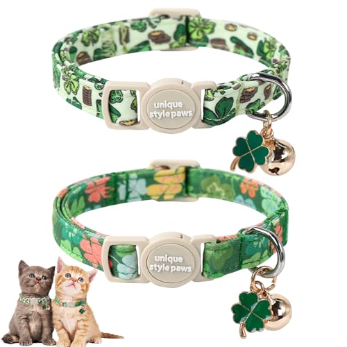 Unique Style Paws Saint Patrick Day Katzenhalsband, Trefoil Katzenhalsband, mit Sicherheitsschnalle, verstellbares St. Patrick Day Katzenhalsband, ideales Geschenk für Jungen, Mädchen, Katzen Unique Style Paws Saint Patrick Day Katzenhalsband, Trefoil Katzenhalsband, mit Sicherheitsschnalle, verstellbares St. Patrick Day Katzenhalsband, ideales Geschenk für Jungen, Mädchen, Katzen von Unique style paws