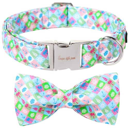 Unique Style Paws Sommer-Hundehalsband mit Schleife, niedlich, weich, Fliege, für Mädchen, Jungen, Katzen, Größe M, 34,3–55,9 cm, Blau Unique Style Paws Sommer-Hundehalsband mit Schleife, niedlich, weich, Fliege, für Mädchen, Jungen, Katzen, Größe M, 34,3–55,9 cm, Blau von Unique style paws
