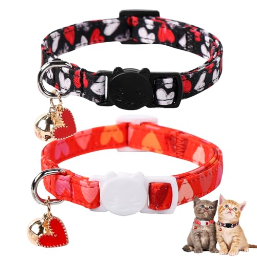 Unique Style Paws Valentinstag-Katzenhalsband, niedliches Katzenhalsband mit Glöckchen, Kätzchen-Halsband, Schnalle mit Herz, Liebe, verstellbares Valentinstag-Katzenhalsband, ideales Geschenk für Unique Style Paws Valentinstag-Katzenhalsband, niedliches Katzenhalsband mit Glöckchen, Kätzchen-Halsband, Schnalle mit Herz, Liebe, verstellbares Valentinstag-Katzenhalsband, ideales Geschenk für von Unique style paws