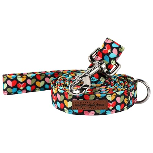 Unique Style Paws Valentinstags-Hundehalsband, buntes Herz, Liebes-Design, verstellbare Größe, Baumwollmaterial, Metallschnalle, große, mittelgroße und kleine Hunde Unique Style Paws Valentinstags-Hundehalsband, buntes Herz, Liebes-Design, verstellbare Größe, Baumwollmaterial, Metallschnalle, große, mittelgroße und kleine Hunde von Unique style paws