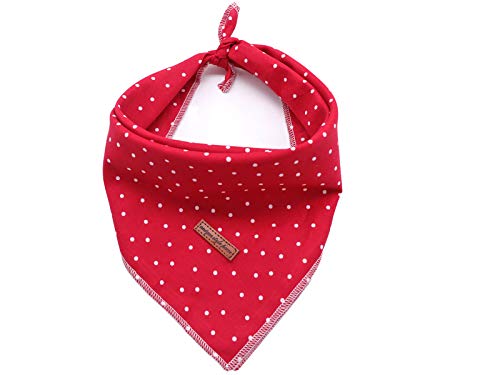 Unique style paws 1PCS Hundebandanas Waschbarer Baumwollquadrat-Latz, Verstellbarer Hundetuch für kleine mittelgroße Hunde und Katzen/Rotes mit weißen Punkten von Unique style paws