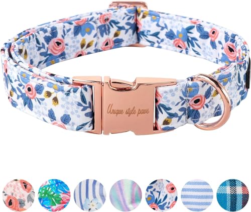 Unique style paws Blaue Rose Hundehalsband Geschirre Halsbänder & Leinen für Halsband Hund Breit Fliege Kette Hund Dog Collar Zughalsband Geschenke für Kleine Mittlerer Große Hunde M von Unique style paws