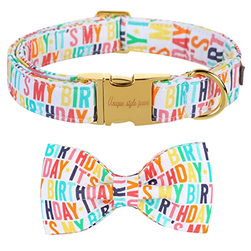 Unique style paws Geburtstagshundehalsband, weiches Hundehalsband mit Fliege, strapazierfähiges Hundehalsband mit Schleife verstellbares Hundehalsband für kleine mittelgroße Hunde Unique style paws Geburtstagshundehalsband, weiches Hundehalsband mit Fliege, strapazierfähiges Hundehalsband mit Schleife verstellbares Hundehalsband für kleine mittelgroße Hunde von Unique style paws