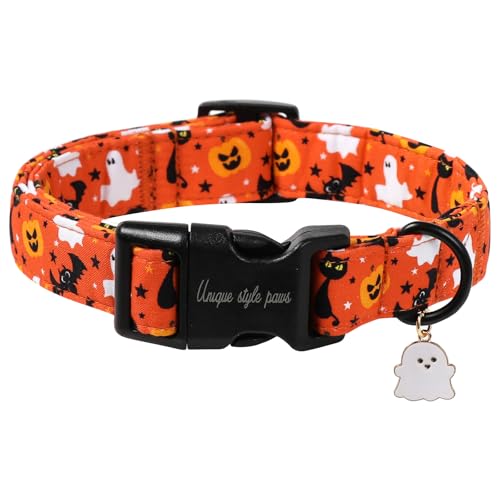 Unique style paws Halloween-Hundehalsband, Kürbis-Hundehalsband, Schnellverschluss, Baumwolle, Geschenk, langlebig, niedlich, Herbsthalsband für kleine, mittelgroße und große Jungen, Mädchen, Hunde Unique style paws Halloween-Hundehalsband, Kürbis-Hundehalsband, Schnellverschluss, Baumwolle, Geschenk, langlebig, niedlich, Herbsthalsband für kleine, mittelgroße und große Jungen, Mädchen, Hunde von Unique style paws