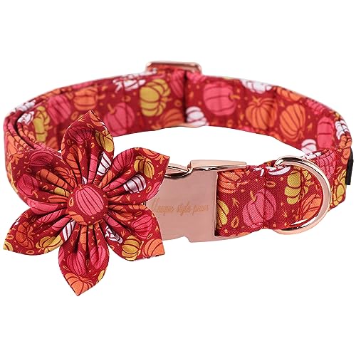 Unique style paws Halloween-Hundehalsband, Kürbis-Hundehalsband, Verstellbares, Bequemes Baumwoll-Blumenhalsband für Jungen-Mädchen-Hunde, Blumenhalsband mit Metallschnalle, L, Hals 16-24in Unique style paws Halloween-Hundehalsband, Kürbis-Hundehalsband, Verstellbares, Bequemes Baumwoll-Blumenhalsband für Jungen-Mädchen-Hunde, Blumenhalsband mit Metallschnalle, L, Hals 16-24in von Unique style paws
