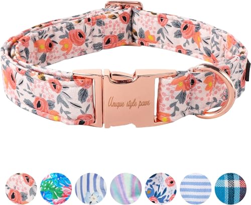 Unique style paws Hundehalsband, Geschirr und Leinen für Hunde, mit Fliege, weich, verstellbar, niedliche Blume, bequemes Halsband, Haustiergeschenk für kleine, mittelgroße und große Hunde, Größe M von Unique style paws