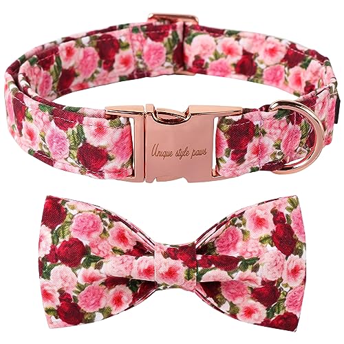 Unique style paws Hundehalsband, Pfingstrosen, verstellbar, bequem, Baumwolle, Fliege, Halsband für Jungen, Mädchen, Hunde, Fliege Halsband mit Metallschnalle, S, Halsumfang 25,4–40,6 cm Unique style paws Hundehalsband, Pfingstrosen, verstellbar, bequem, Baumwolle, Fliege, Halsband für Jungen, Mädchen, Hunde, Fliege Halsband mit Metallschnalle, S, Halsumfang 25,4–40,6 cm von Unique style paws