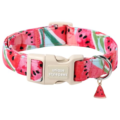 Unique style paws Hundehalsband, Schnellverschluss, Baumwolle, Wassermelone, Geschenk, langlebig, niedliches Halsband für kleine, mittelgroße und große Jungen, Mädchen, Hunde Unique style paws Hundehalsband, Schnellverschluss, Baumwolle, Wassermelone, Geschenk, langlebig, niedliches Halsband für kleine, mittelgroße und große Jungen, Mädchen, Hunde von Unique style paws
