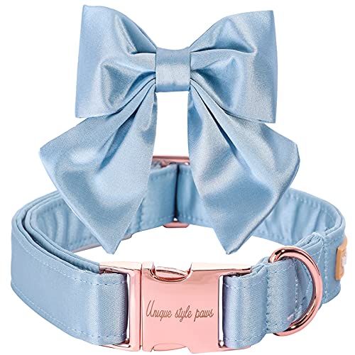 Unique style paws Hundehalsband aus Seide, verstellbar, langlebig, mit Schleife, Hochzeitsfliege, Halsband für kleine Welpen und Katzen, Blau Unique style paws Hundehalsband aus Seide, verstellbar, langlebig, mit Schleife, Hochzeitsfliege, Halsband für kleine Welpen und Katzen, Blau von Unique style paws