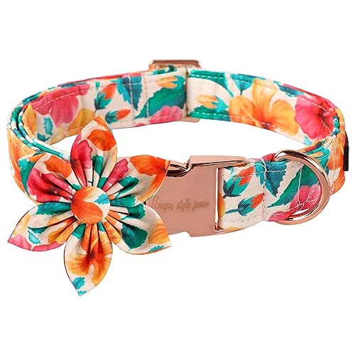 Unique style paws Hundehalsband mit Blume, buntes Blumen-Hundehalsband, verstellbar, bequem, Baumwolle, Blumenhalsband für Jungen, Mädchen, Hunde, Hundehalsband mit Metallschnalle, S, Halsumfang Unique style paws Hundehalsband mit Blume, buntes Blumen-Hundehalsband, verstellbar, bequem, Baumwolle, Blumenhalsband für Jungen, Mädchen, Hunde, Hundehalsband mit Metallschnalle, S, Halsumfang von Unique style paws
