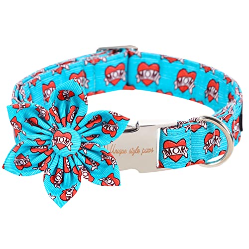 Unique style paws Hundehalsband mit Blumenbindung, blaues Herz, Welpenhalsband, bequem, weich, Fliege, Hundehalsband, bestes Geschenk für kleine, mittelgroße und große Hunde, XL Unique style paws Hundehalsband mit Blumenbindung, blaues Herz, Welpenhalsband, bequem, weich, Fliege, Hundehalsband, bestes Geschenk für kleine, mittelgroße und große Hunde, XL von Unique style paws